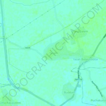Mappa topografica Yazali, altitudine, rilievo
