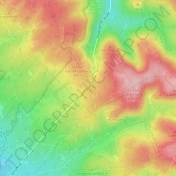 Mappa topografica Gauseköte, altitudine, rilievo