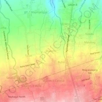 Mappa topografica Maitim I, altitudine, rilievo