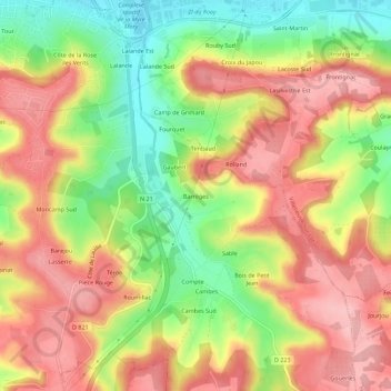 Mappa topografica Barrèges, altitudine, rilievo