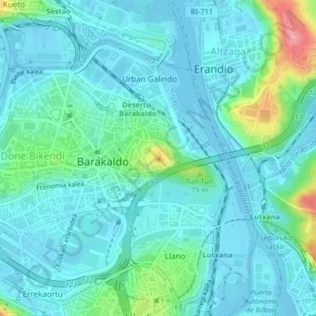 Mappa topografica Rontegi, altitudine, rilievo