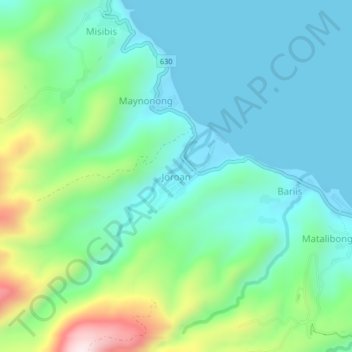 Mappa topografica Joroan, altitudine, rilievo