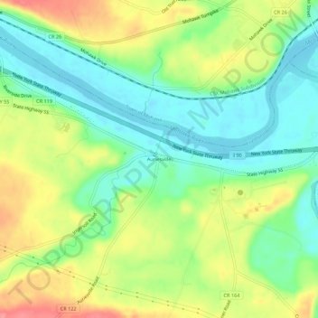 Mappa topografica Auriesville, altitudine, rilievo