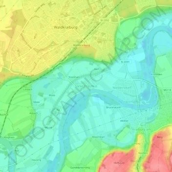 Mappa topografica Sankt Erasmus, altitudine, rilievo