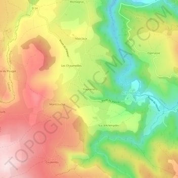 Mappa topografica Freycenet, altitudine, rilievo