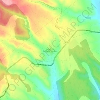 Mappa topografica Santa María del Monte Condado, altitudine, rilievo