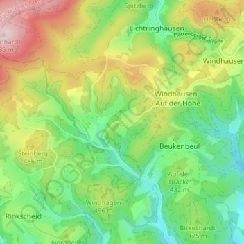 Mappa topografica Roscheid, altitudine, rilievo
