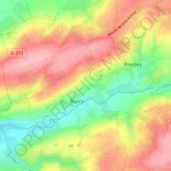 Mappa topografica Le Douit, altitudine, rilievo