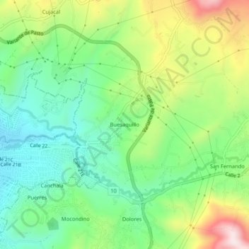Mappa topografica Buesaquillo, altitudine, rilievo