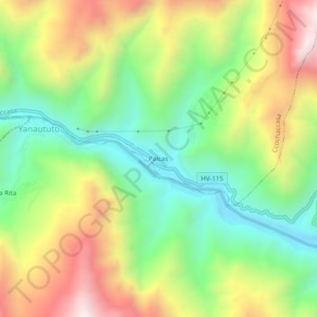 Mappa topografica Palcas, altitudine, rilievo