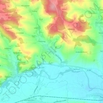 Mappa topografica Hirschbach, altitudine, rilievo