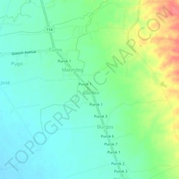Mappa topografica Purok 2, altitudine, rilievo