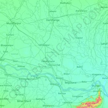Mappa topografica Samastīpur, altitudine, rilievo