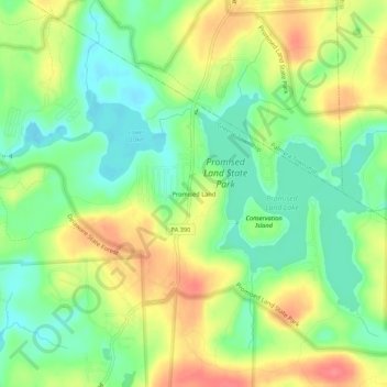 Mappa topografica Promised Land, altitudine, rilievo