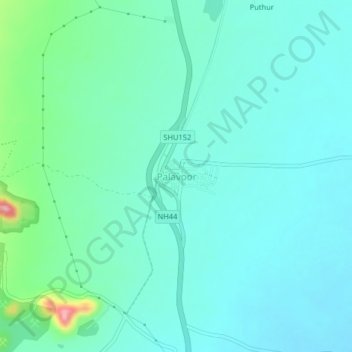 Mappa topografica Palavoor, altitudine, rilievo