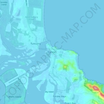Mappa topografica Forster, altitudine, rilievo