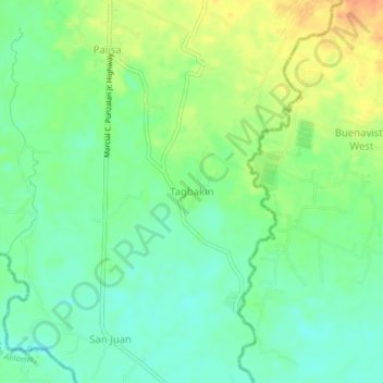 Mappa topografica Tagbakin, altitudine, rilievo