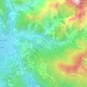 Mappa topografica Bedizzano, altitudine, rilievo