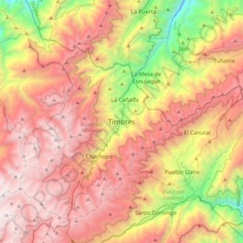 Mappa topografica Timotes, altitudine, rilievo