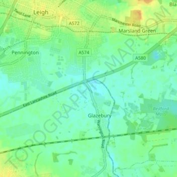Mappa topografica Lately Common, altitudine, rilievo