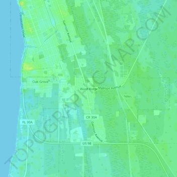 Mappa topografica Ward Ridge, altitudine, rilievo