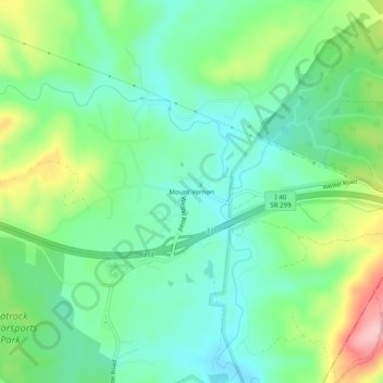 Mappa topografica Mount Vernon, altitudine, rilievo