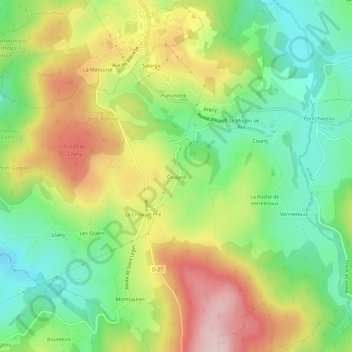 Mappa topografica Coujard, altitudine, rilievo