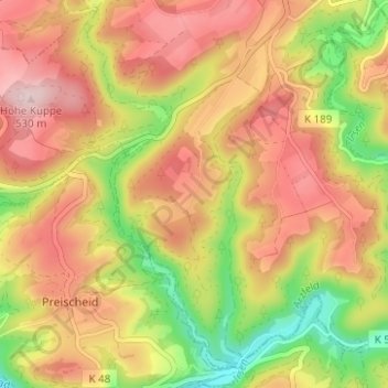 Mappa topografica Feder, altitudine, rilievo