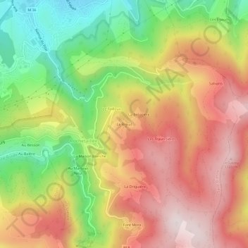 Mappa topografica Le Breuil, altitudine, rilievo