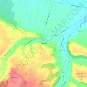 Mappa topografica Caulets, altitudine, rilievo