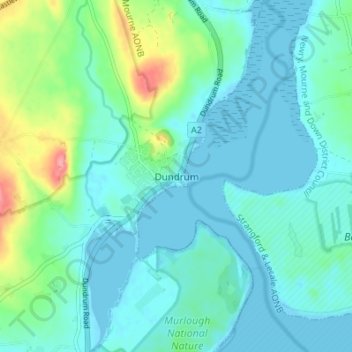 Mappa topografica Dundrum, altitudine, rilievo