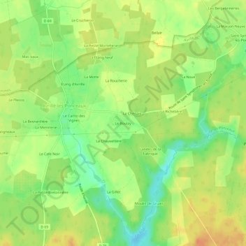 Mappa topografica Le Boulay, altitudine, rilievo