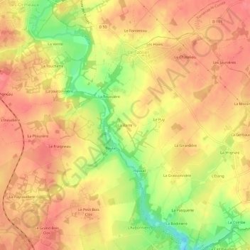 Mappa topografica La Barre, altitudine, rilievo
