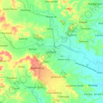 Mappa topografica Janiuay, altitudine, rilievo
