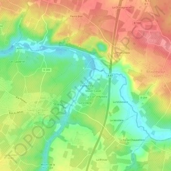 Mappa topografica Paimparé, altitudine, rilievo