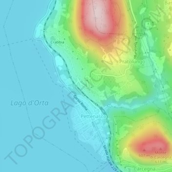 Mappa topografica Martella, altitudine, rilievo