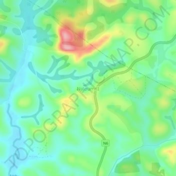 Mappa topografica Njiloum II, altitudine, rilievo
