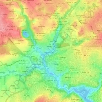 Mappa topografica Le Lannoc, altitudine, rilievo