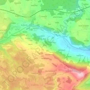 Mappa topografica Rausch, altitudine, rilievo