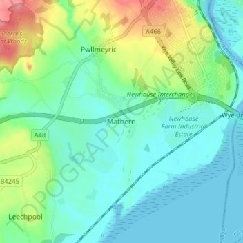 Mappa topografica Mathern, altitudine, rilievo