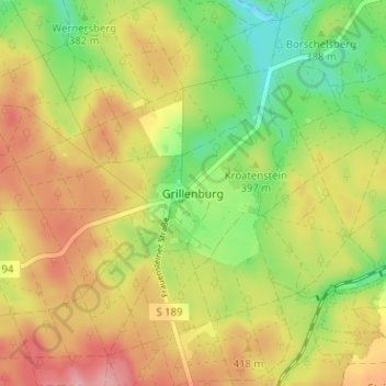 Mappa topografica Grillenburg, altitudine, rilievo