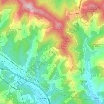 Mappa topografica Ichaso, altitudine, rilievo