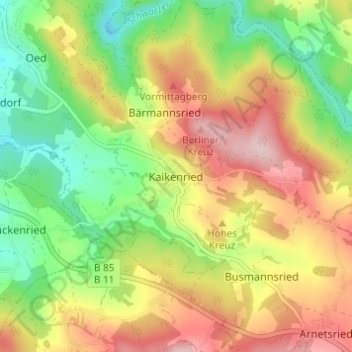 Mappa topografica Kaikenried, altitudine, rilievo