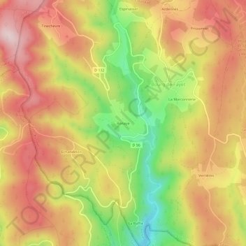 Mappa topografica Ronaye, altitudine, rilievo