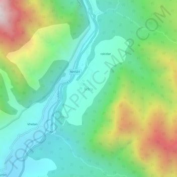 Mappa topografica lidru, altitudine, rilievo