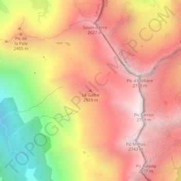Mappa topografica Le Galbe, altitudine, rilievo