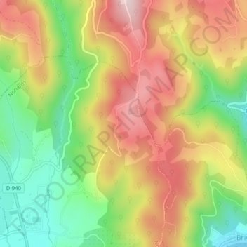 Mappa topografica Rabiat, altitudine, rilievo