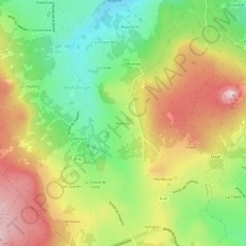 Mappa topografica Arnissac, altitudine, rilievo