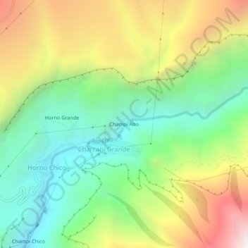 Mappa topografica Champi Alto, altitudine, rilievo