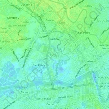 Mappa topografica Bolilao, altitudine, rilievo